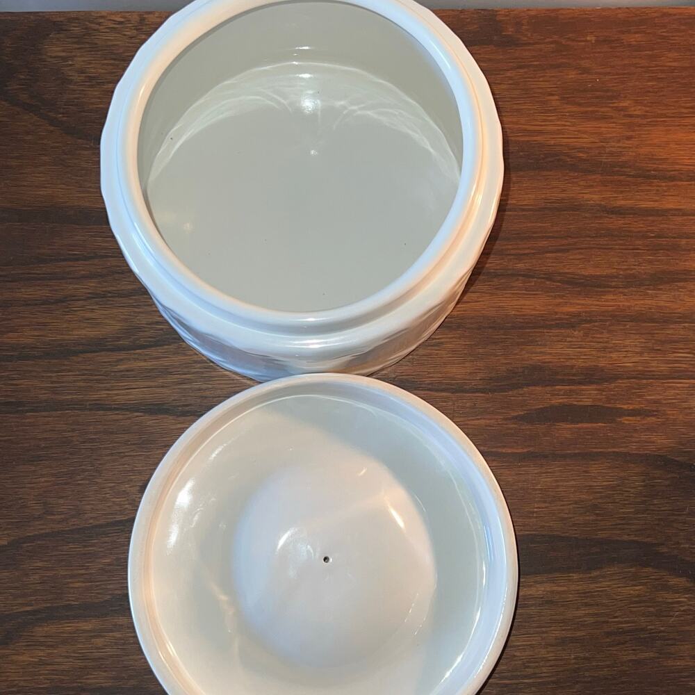 Butter Crock Dish Decor White Canister Kitchen Food Storage House of Webster - Picture 6 of 8